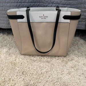Kate Spade Cream and Black Structured Tote Bag